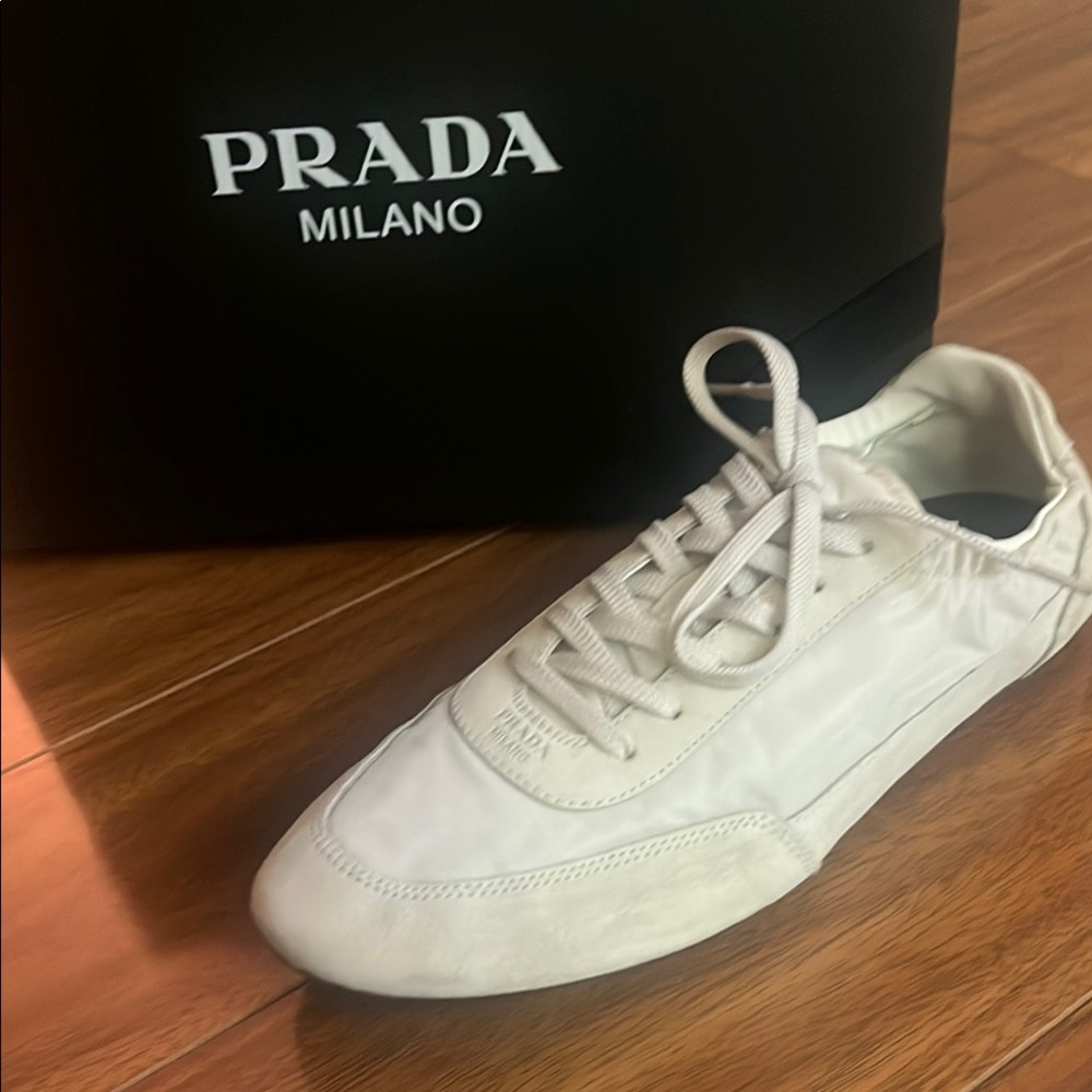 Prada White Women’s Nylon Low-Top Sneaker